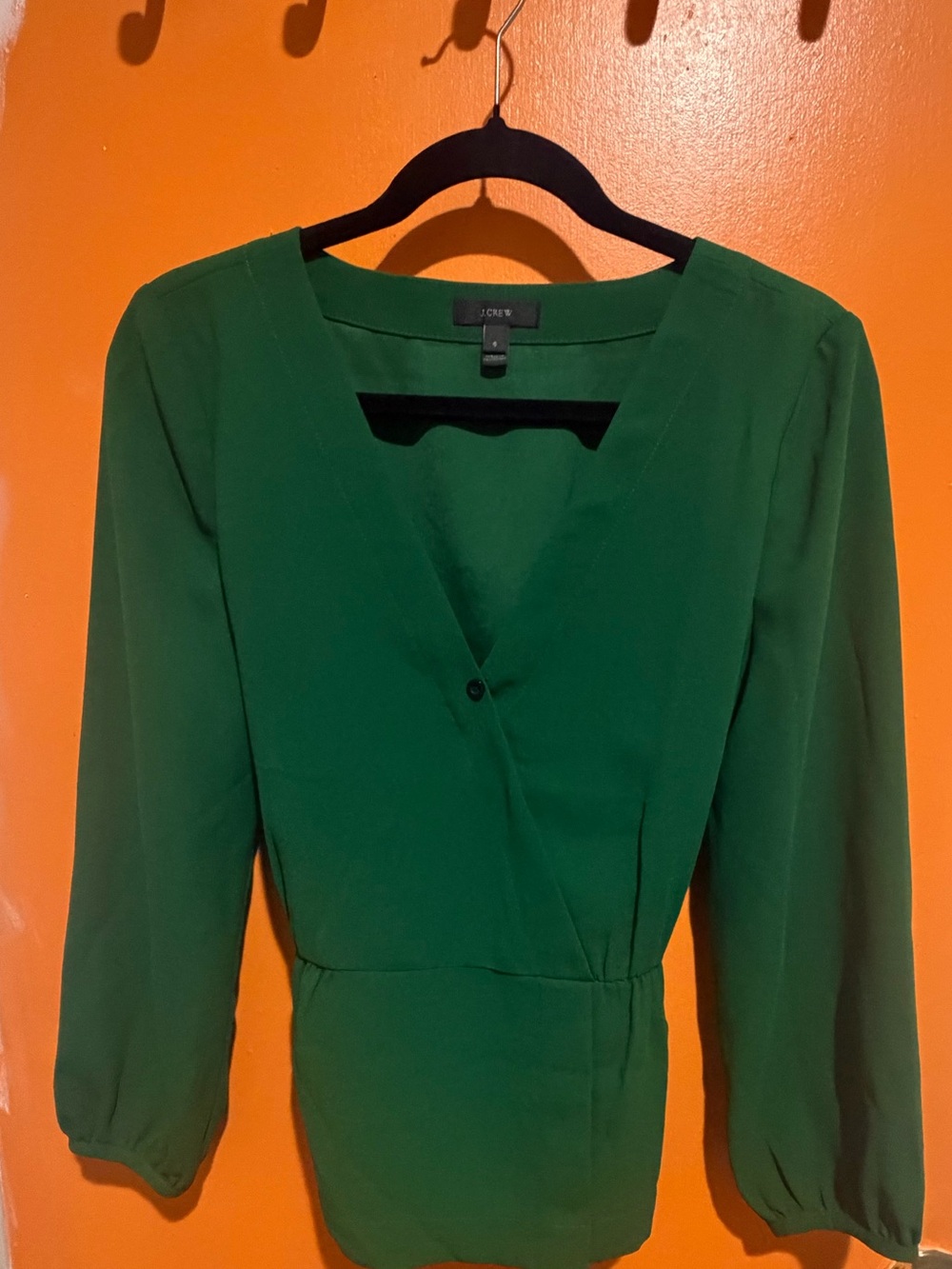 J.Crew Emerald Green Wrap-Front Blouse